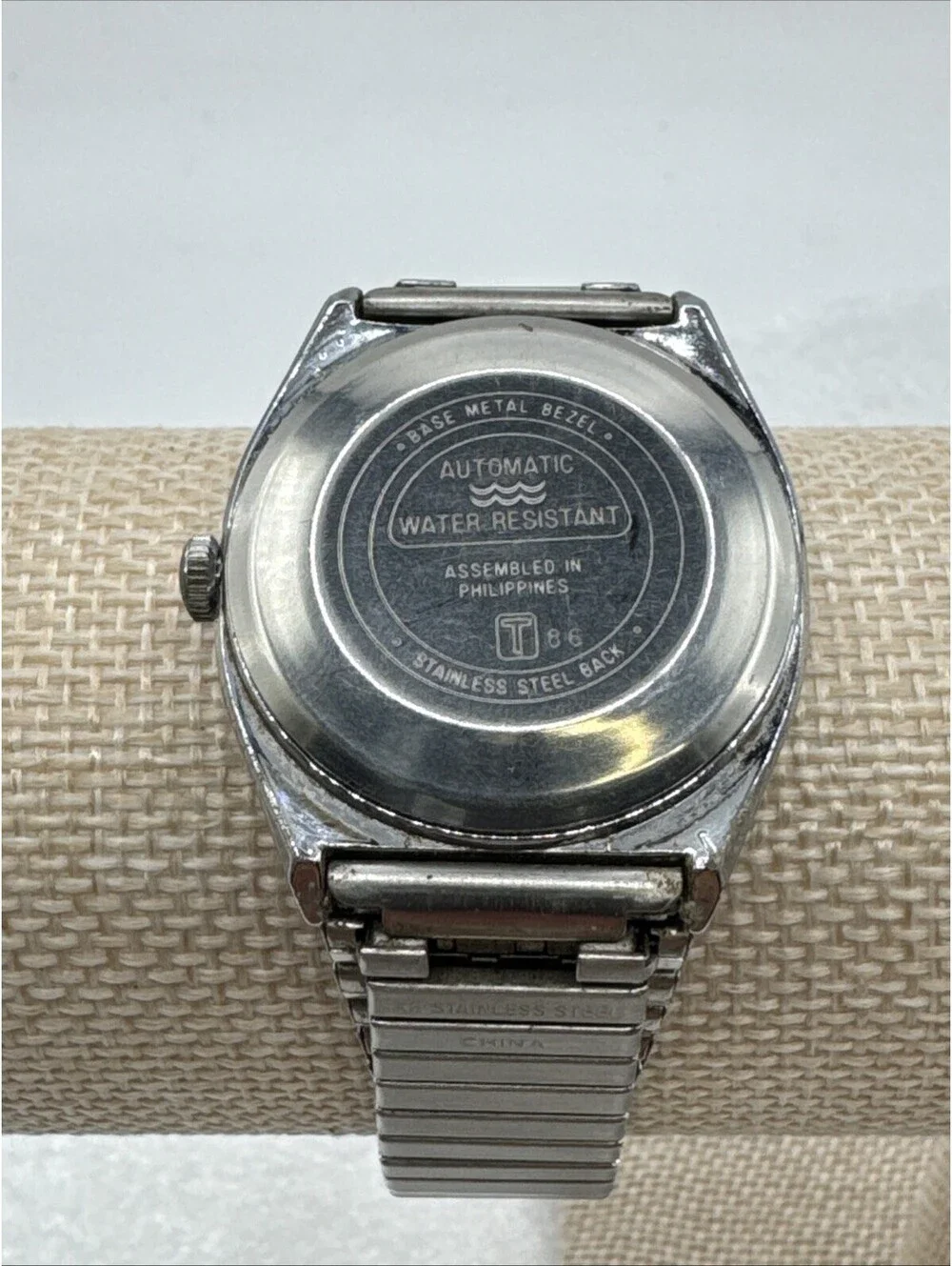 Timex Viscount Calendar Watch 34523 10888 Wind Up Silver Expansion Band Square